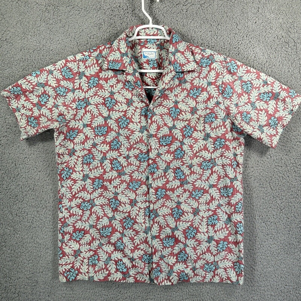 Pride of Hawaii Hawaiian Button Up Shirt Men's Size L  Floral Tropical‎ Beach